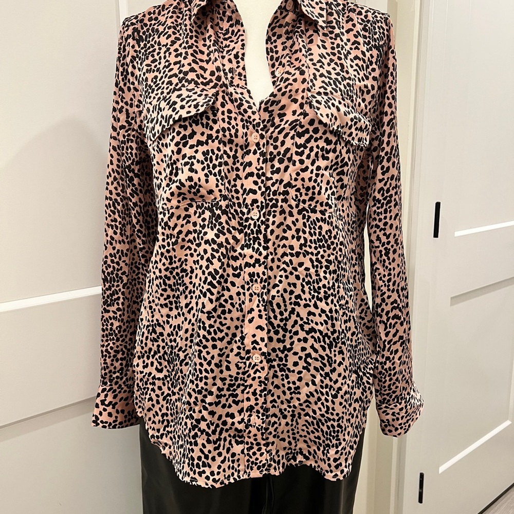 Equipment animal print silk shirt